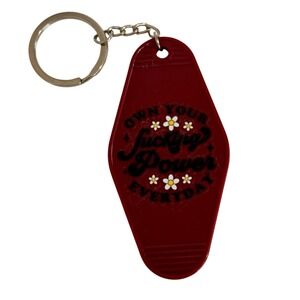 Handcrafted Own Your Fucking Power Everyday Retro‎ Motel Keychain Burgundy Red